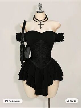 Black Off-Shoulder Corset Dress